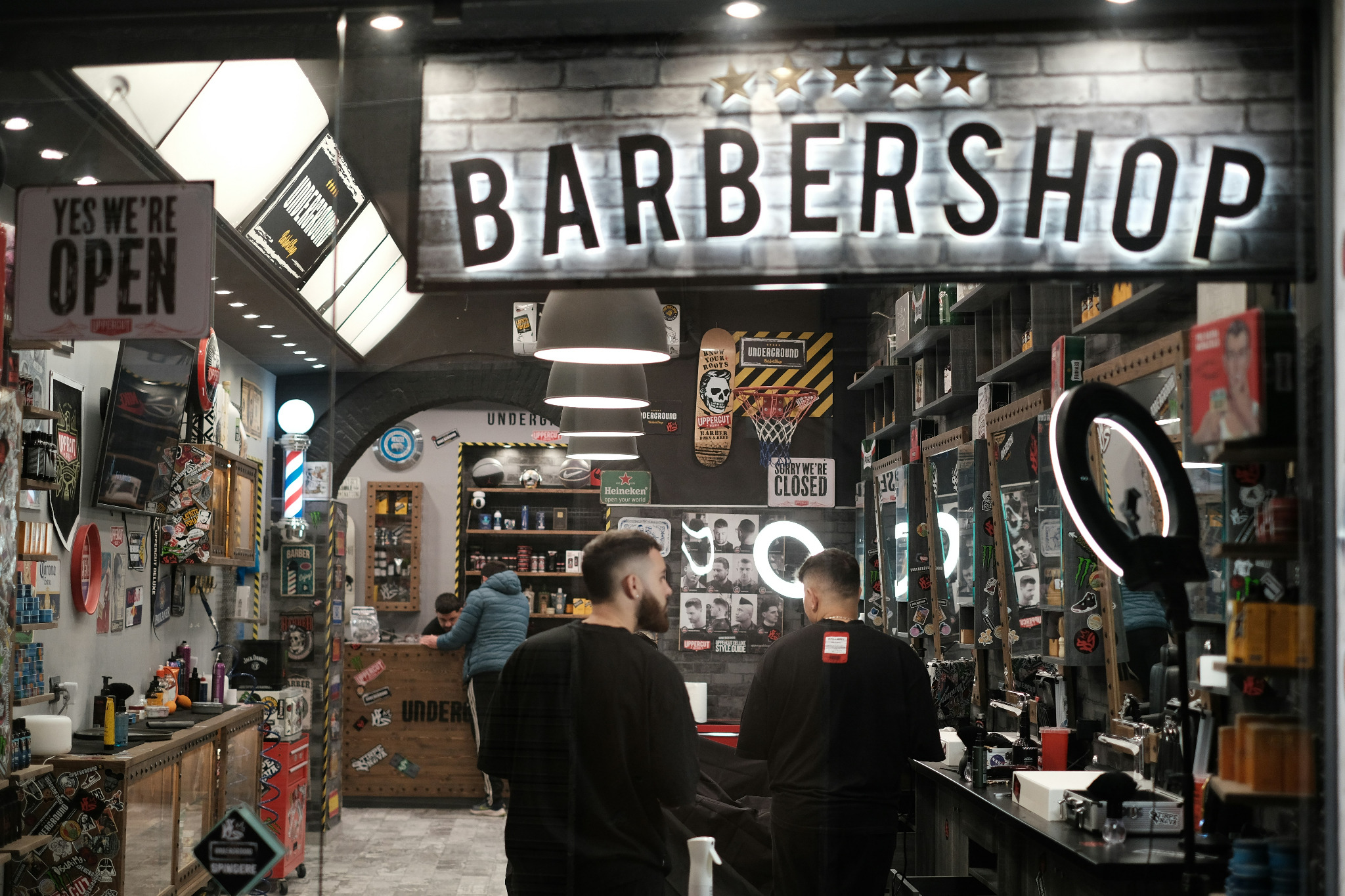 Independent barbershop and salon interior